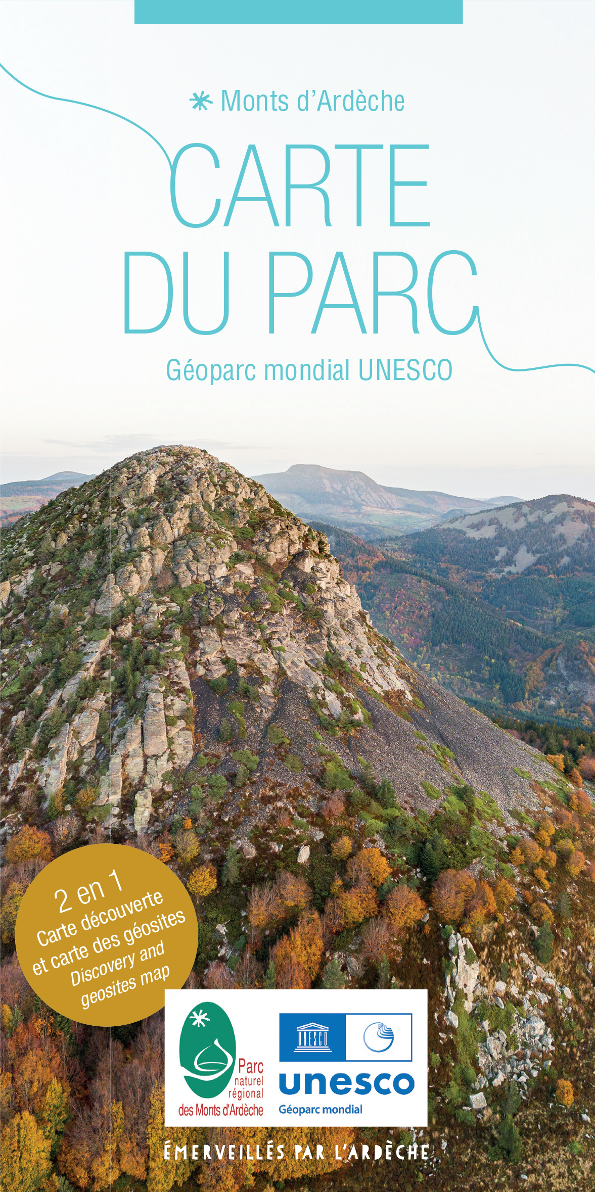 Dépliant/carte Geopark des monts d'Ardèche 2024